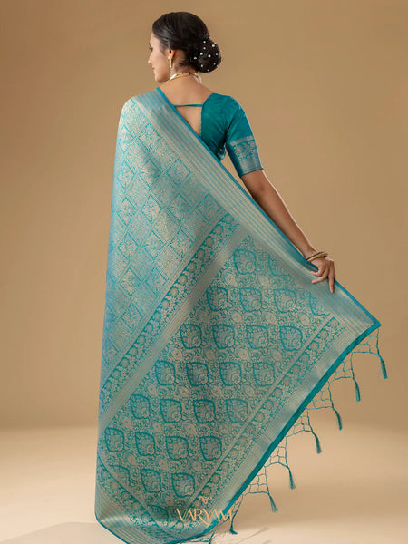 Zariva Silk Teal Blue Saree