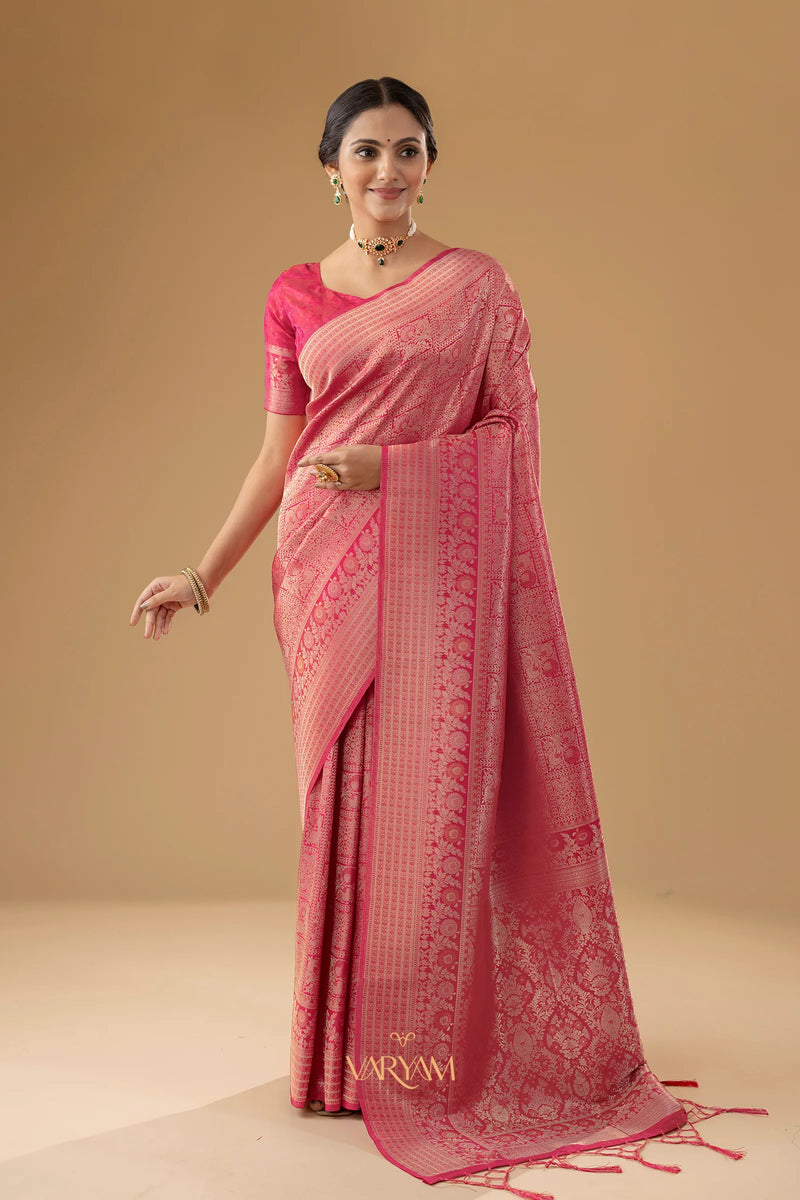 Zariva Silk Pink Saree