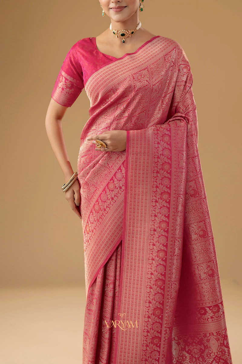 Zariva Silk Pink Saree