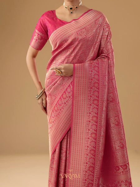 Zariva Silk Pink Saree