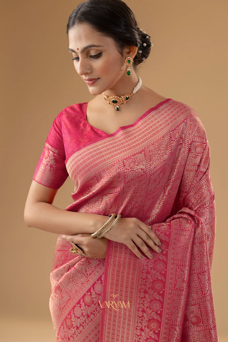 Zariva Silk Pink Saree