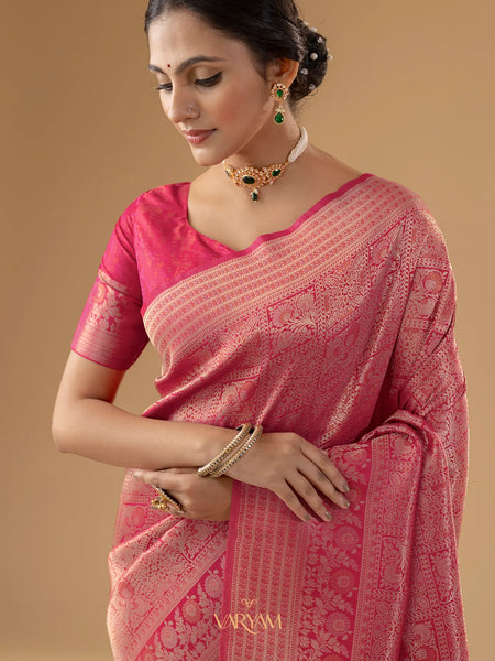 Zariva Silk Pink Saree