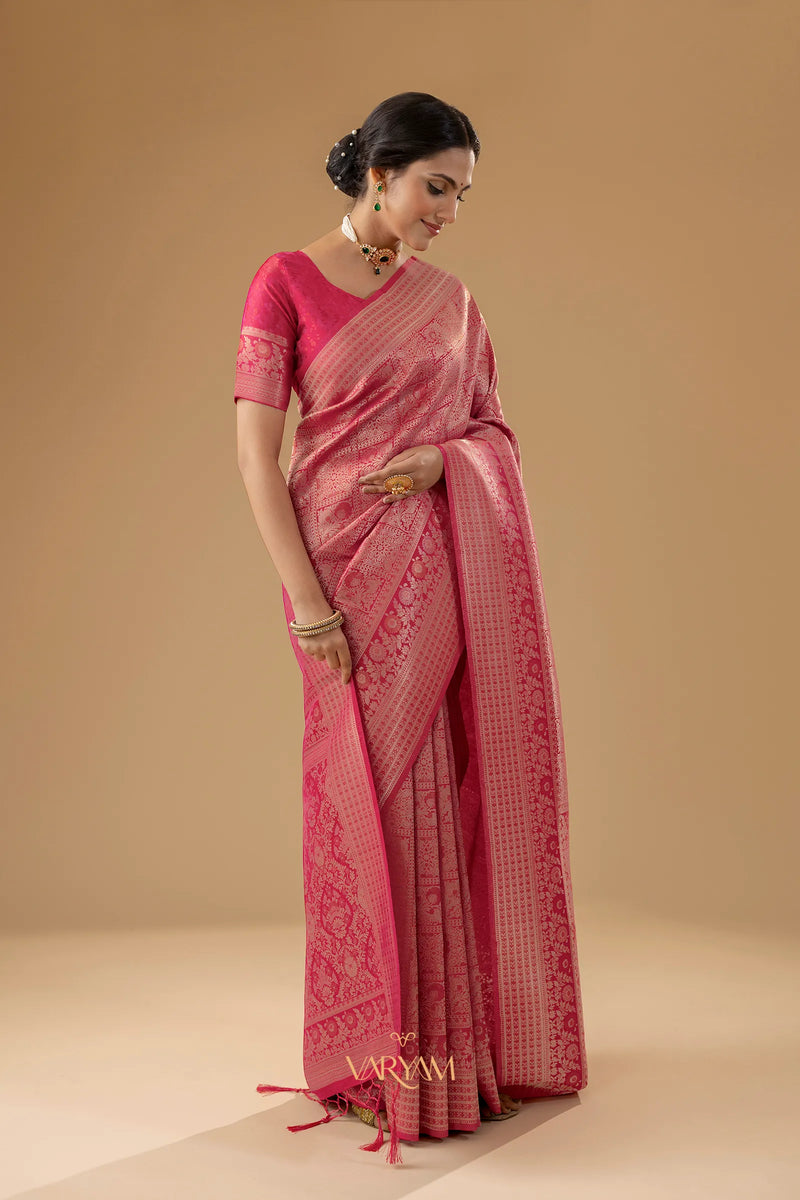 Zariva Silk Pink Saree