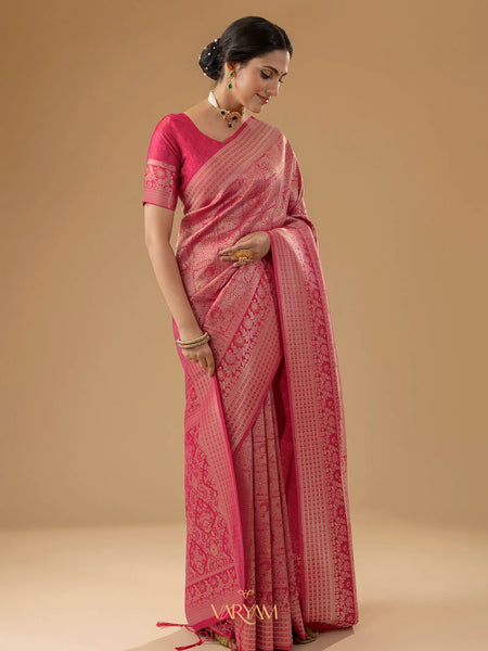 Zariva Silk Pink Saree