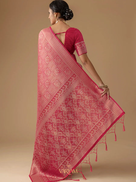 Zariva Silk Pink Saree