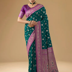 Korra Silk Deep Green Saree