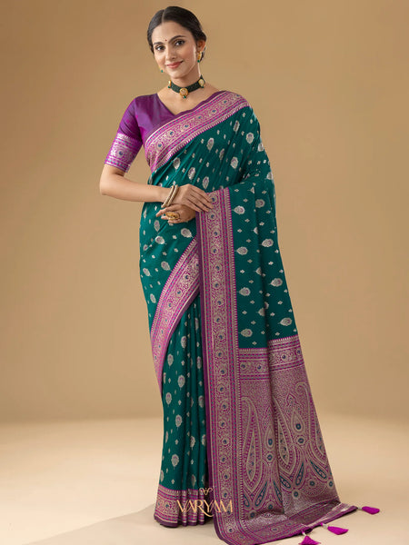 Korra Silk Deep Green Saree