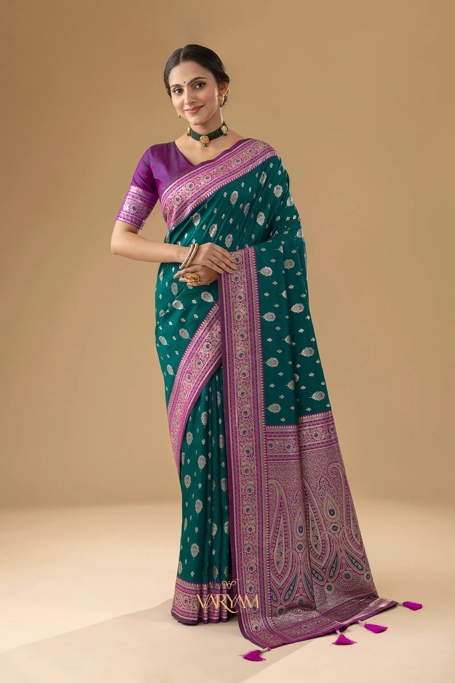 Korra Silk Deep Green Saree