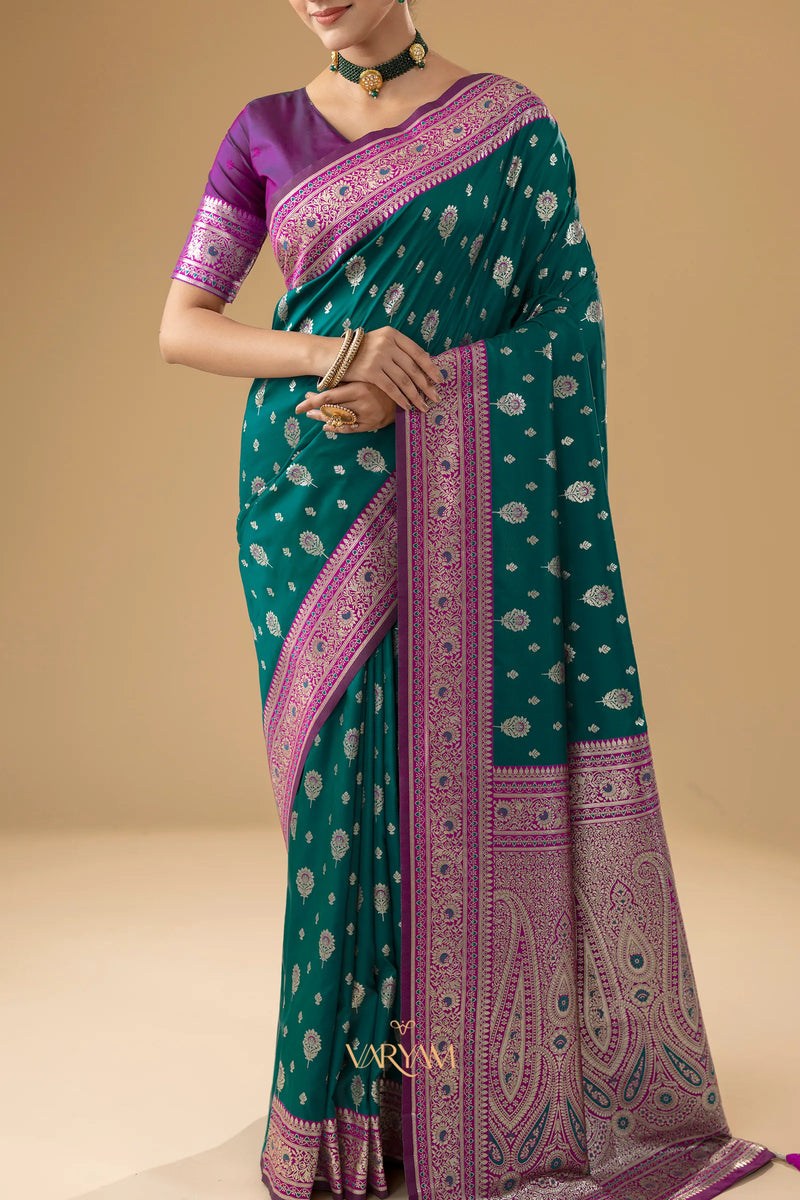 Korra Silk Deep Green Saree