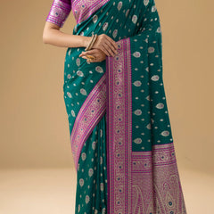 Korra Silk Deep Green Saree