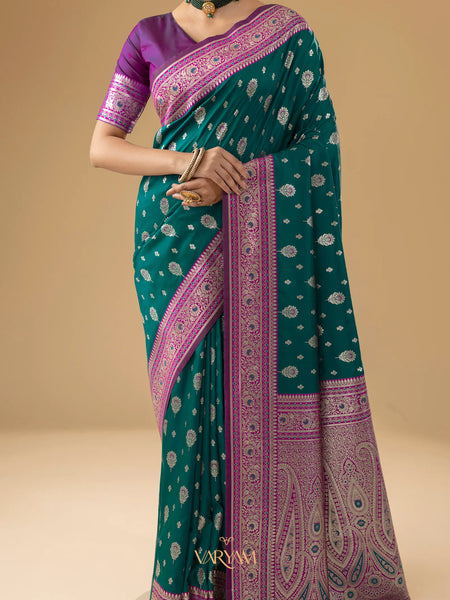 Korra Silk Deep Green Saree