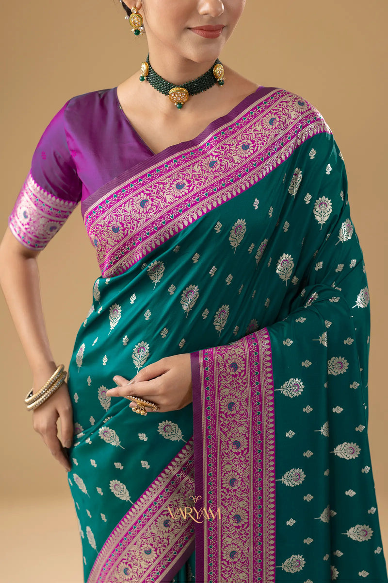 Korra Silk Deep Green Saree