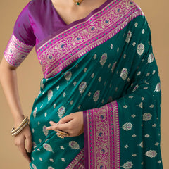 Korra Silk Deep Green Saree