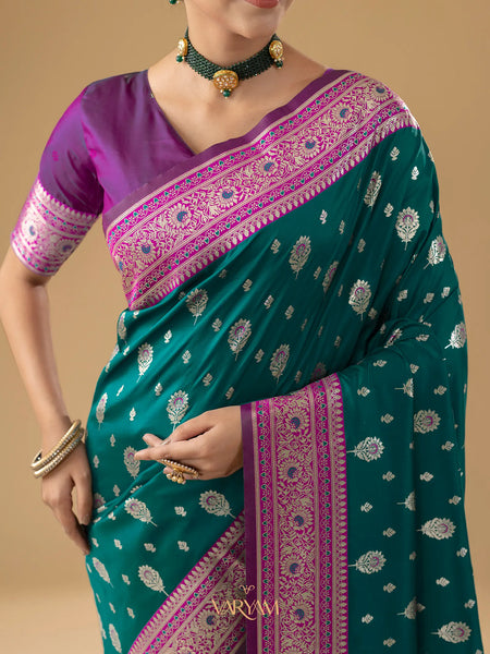 Korra Silk Deep Green Saree