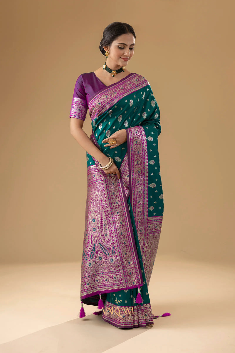 Korra Silk Deep Green Saree