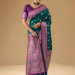 Korra Silk Deep Green Saree