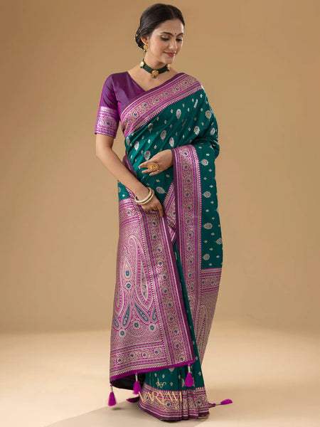 Korra Silk Deep Green Saree