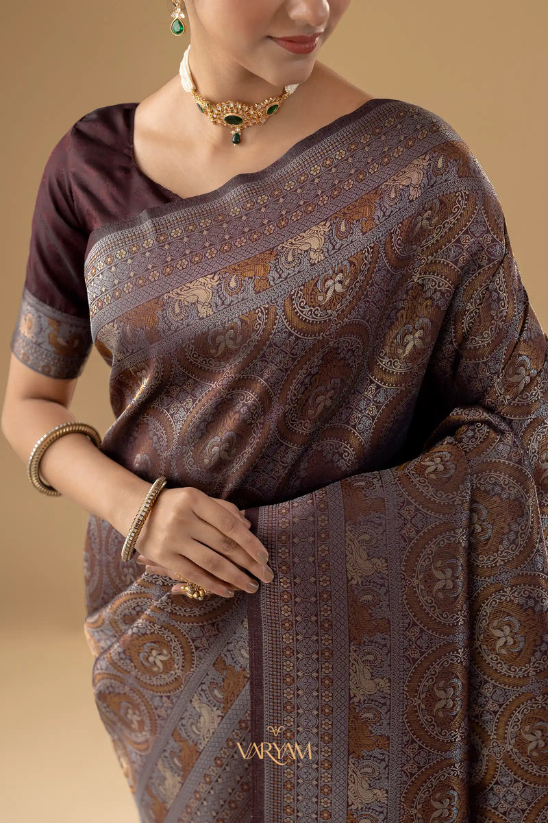 Zoya Silk Brown Saree