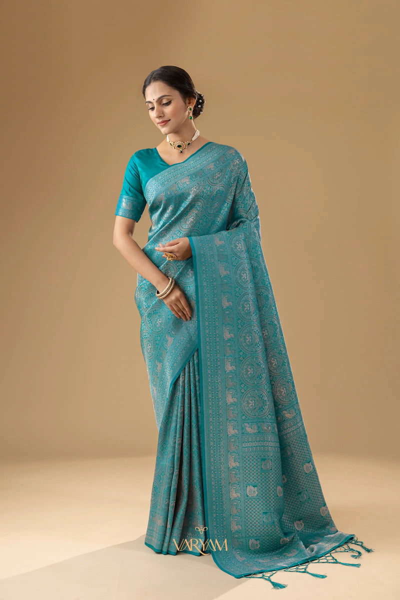 Zoya Silk Teal Blue Saree