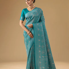Zoya Silk Teal Blue Saree