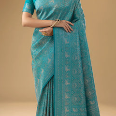 Zoya Silk Teal Blue Saree