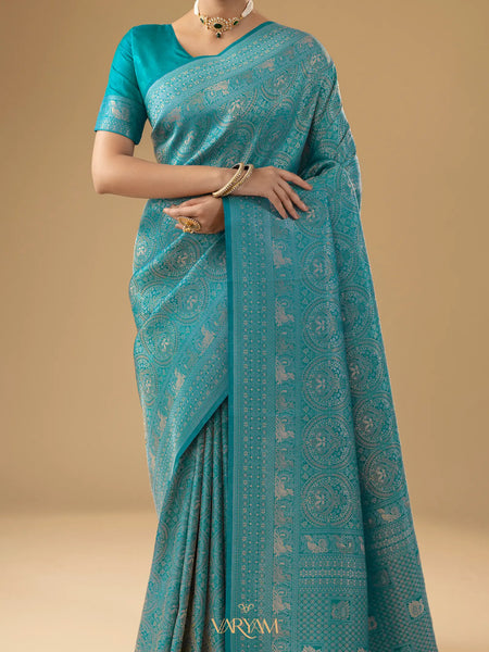 Zoya Silk Teal Blue Saree