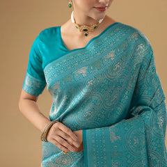Zoya Silk Teal Blue Saree