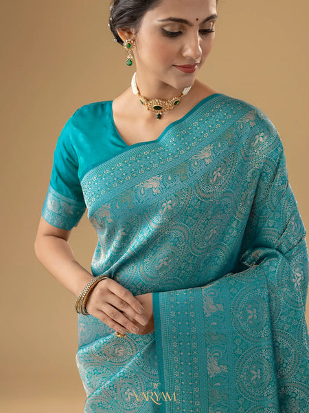 Zoya Silk Teal Blue Saree