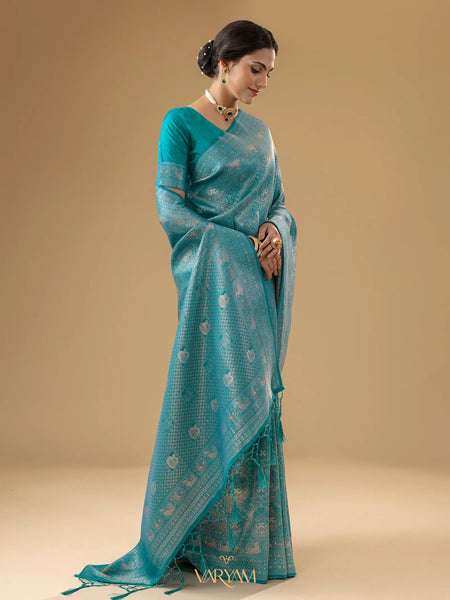 Zoya Silk Teal Blue Saree