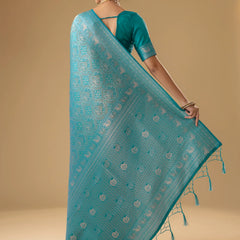 Zoya Silk Teal Blue Saree