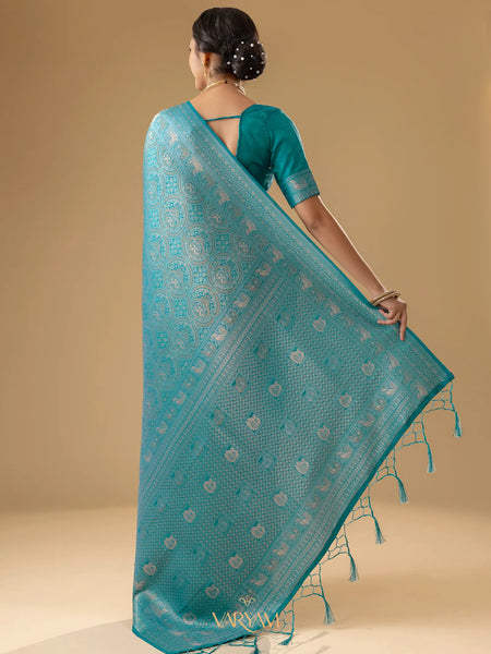 Zoya Silk Teal Blue Saree