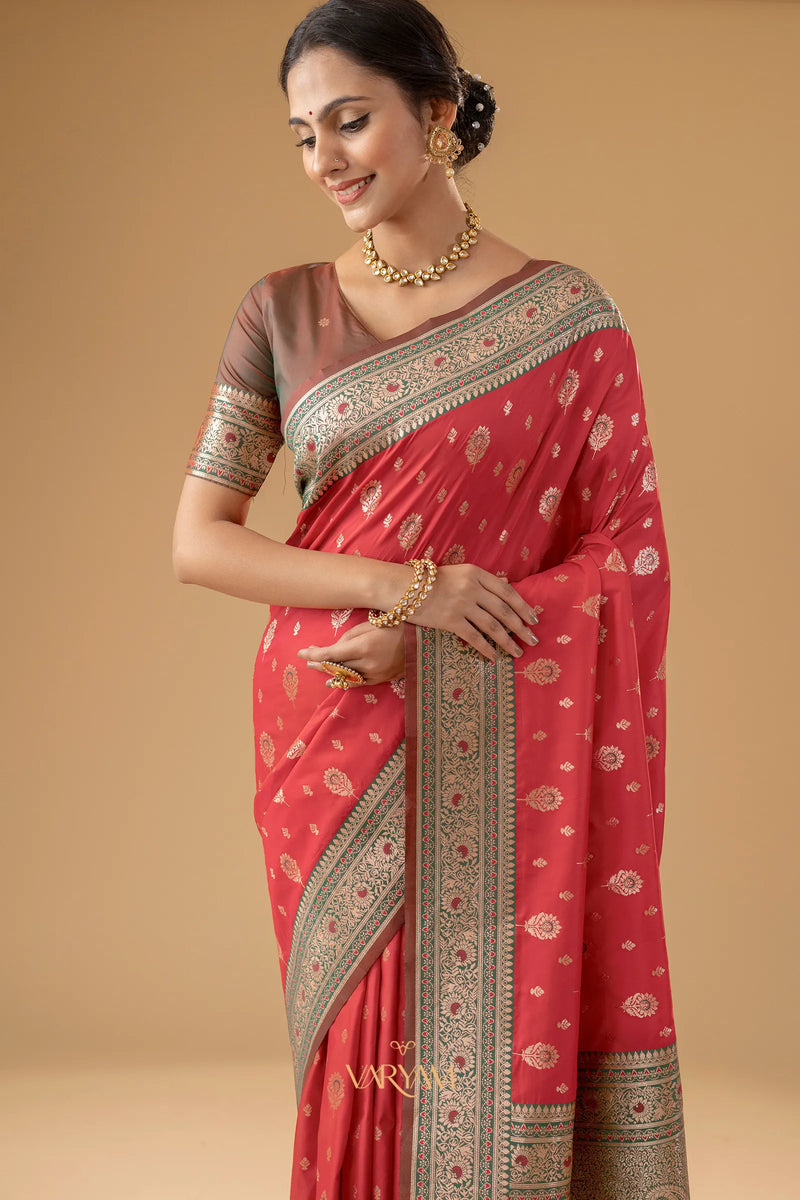 Korra Silk Red Saree