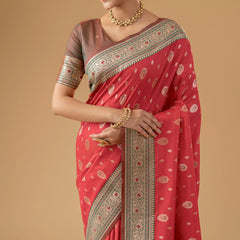 Korra Silk Red Saree