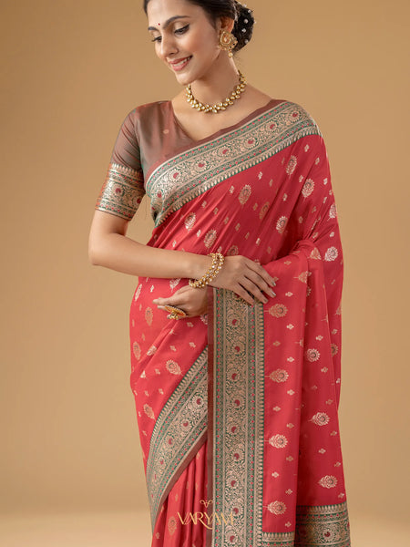 Korra Silk Red Saree