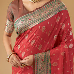 Korra Silk Red Saree