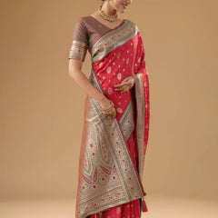 Korra Silk Red Saree