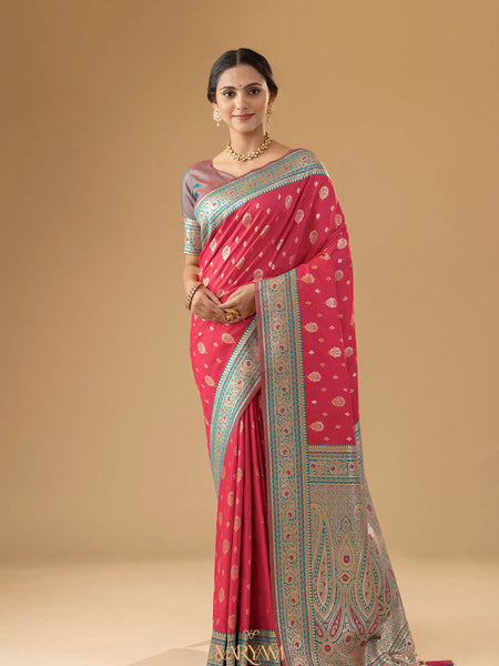 Korra Silk Pink Saree