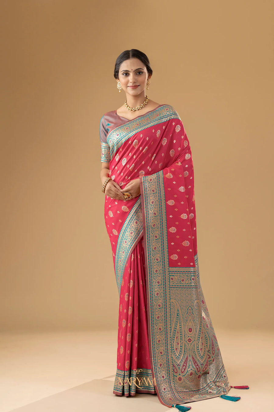 Korra Silk Pink Saree