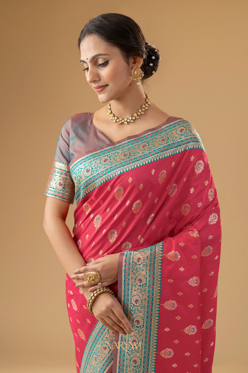Korra Silk Pink Saree