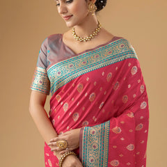Korra Silk Pink Saree