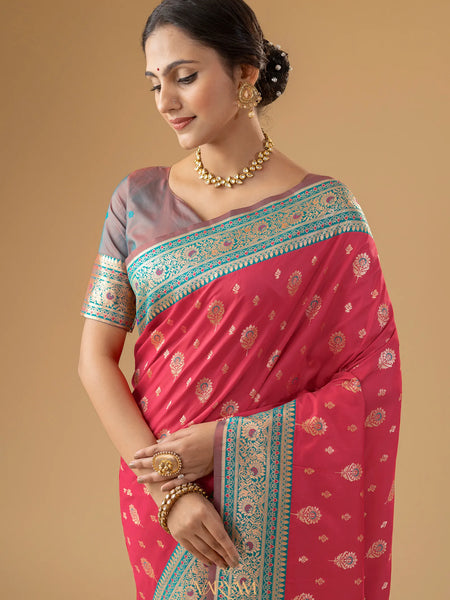 Korra Silk Pink Saree