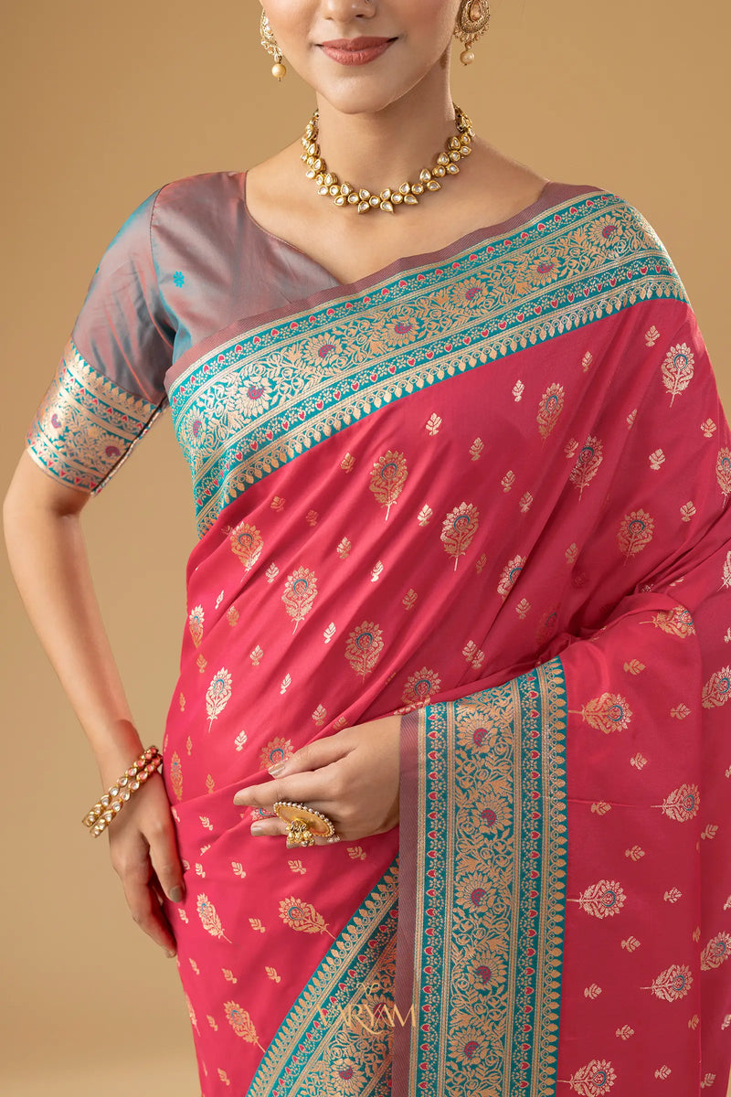 Korra Silk Pink Saree