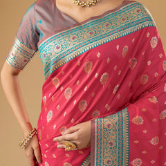Korra Silk Pink Saree