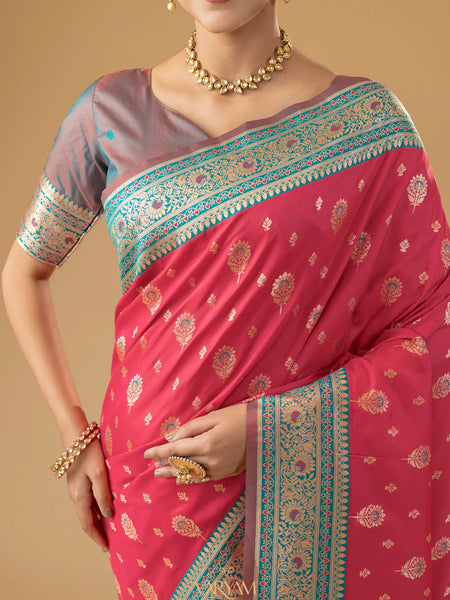 Korra Silk Pink Saree