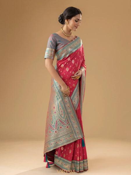 Korra Silk Pink Saree