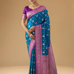 Korra Silk Blue Saree