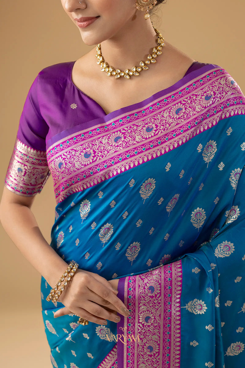 Korra Silk Blue Saree
