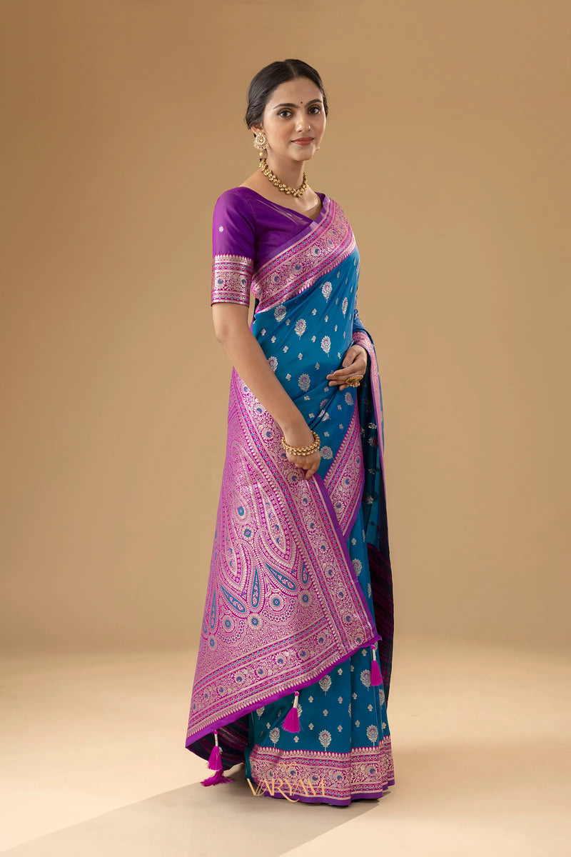Korra Silk Blue Saree