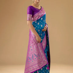 Korra Silk Blue Saree