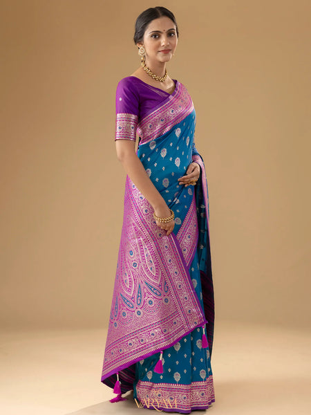 Korra Silk Blue Saree
